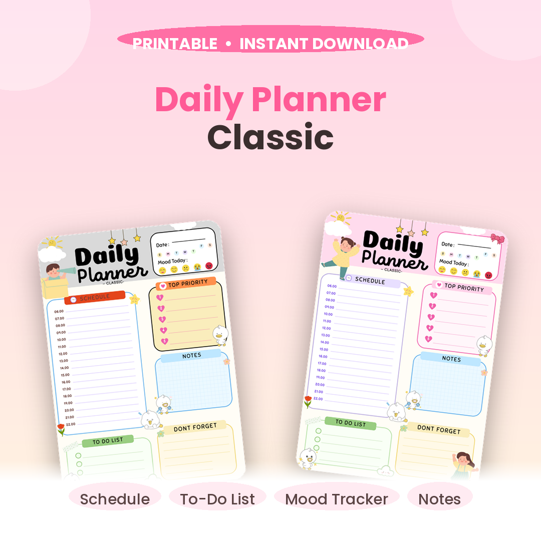 DAILY PLANNER – CLASSIC | Printable Digital Planner