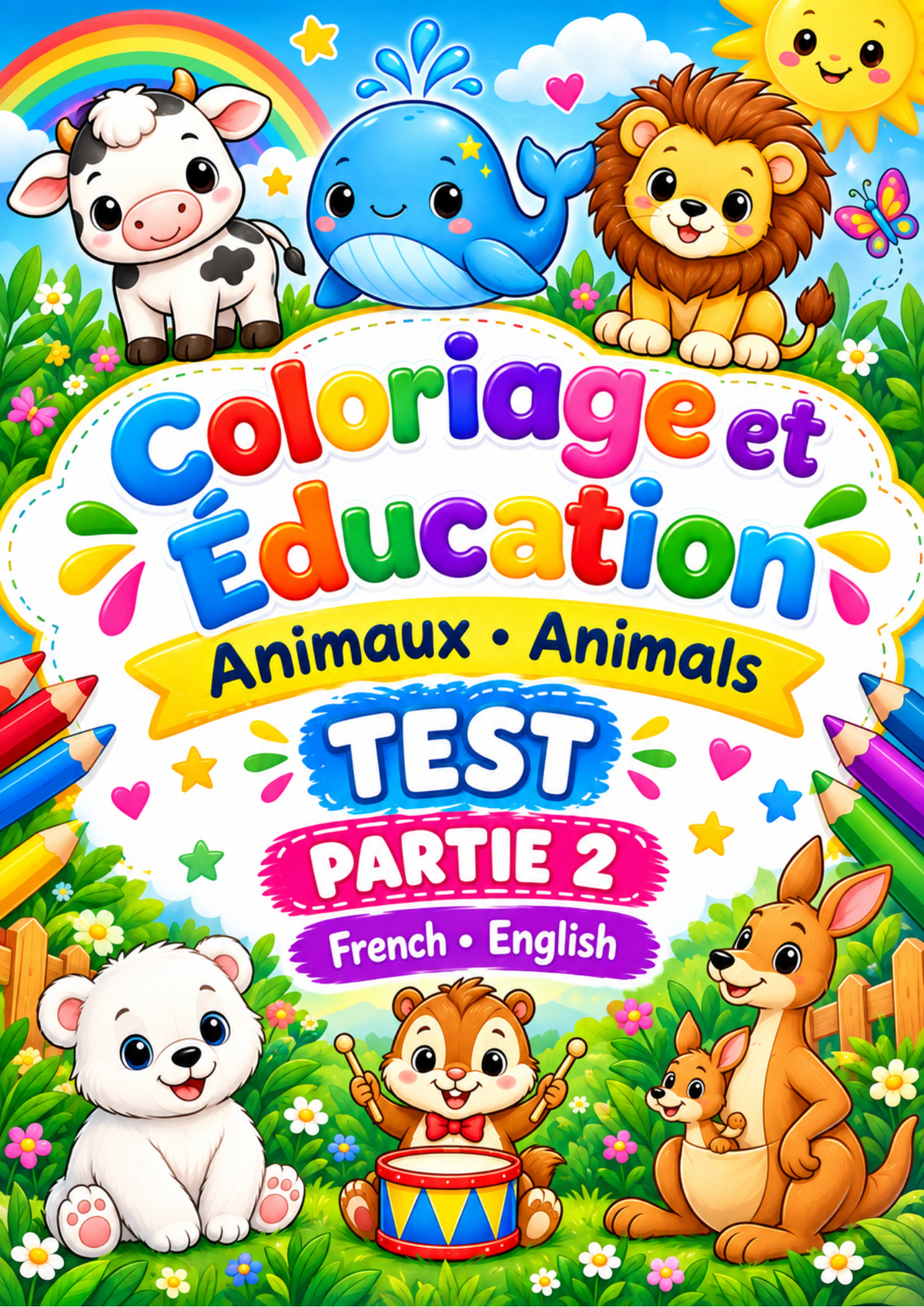 Animal Coloring & Learning Book for Kids | English & French | Ages 3–7 | Printable PDF