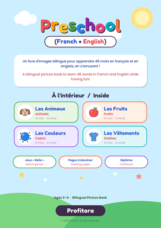 Preschool French English Bilingual / Picture Book Crossword_Puzzles. PDF